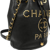 Secondhand Chanel Deauville Drawstring Bucket Bag Studded Caviar