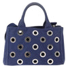 Prada Canapa Convertible Tote Grommet Embellished Canvas