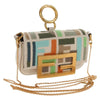 Fendi Chain Baguette Charm Bag Zucca Embroidered Canvas
