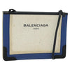 Balenciaga Navy Pochette Canvas and Leather