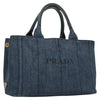 Secondhand Prada Canapa Tote Blue Denim Jeans Bags
