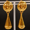 Secondhand Chanel Logo Drop Earrings Plated