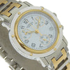 Secondhand Hermes Clipper Chronograph Quartz Watch Stainless Steel with Plated Metal and Mother of