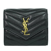 Secondhand Saint Laurent Classic Monogram Trifold Wallet Matelasse Chevron