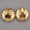 Secondhand Chanel Vintage CC Round Button Clip-On Earrings Metal and Wood