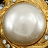 Chanel Vintage Round Clip-On Metal with Faux Pearl