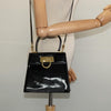 Salvatore Ferragamo Gancini Convertible Top Handle Patent Leather