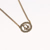 Christian Dior Vintage Logo Round Pendant Metal and Crystals