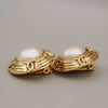 Chanel Vintage Round Clip-On Metal with Faux Pearl