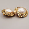 Chanel Vintage Round Chain Clip-On Metal with Faux Pearl