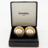 Chanel Vintage Round Clip-On Metal with Faux Pearl