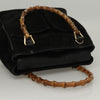 Gucci Vintage Bamboo Front Pocket Tote Suede