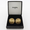 Chanel Vintage Logo Round Plated Gold