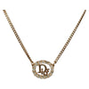 Christian Dior Vintage Logo Round Pendant Metal and Crystals