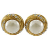 Chanel Vintage Round Clip-On Metal with Faux Pearl