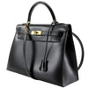 Hermes Kelly Black Box Calf with Gold Hardware