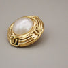 Chanel Vintage Round Clip-On Metal with Faux Pearl