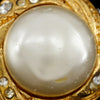 Chanel Vintage Round Clip-On Metal with Faux Pearl