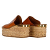 Secondhand Brown Camille Leather Wedge Mules- '20s