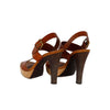 Secondhand Saint Laurent Brown Leather Strap Platform Heels - '10s