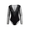 Secondhand Semi-sheer Embroidered Bodysuit - '90s