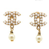 Chanel CC Gold Plated Faux Pearl Swing Push Back Earrings Secondhand