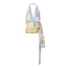 Secondhand Salvatore Ferragamo Aquarium Print Silk Halter Top