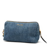 Miu Miu Denim Embroidered Logo Wristlet Pouch Secondhand