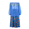 second hand Yves Saint Laurent  Top And Blue Floral Silk Skirt Set