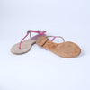 Secondhand Chanel Metallic Fuchsia Leather CC Thong Sandals - '10s