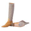 Secondhand Prada Beige Canvas & Camel Leather Logo Riding Boots - '00s