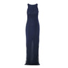 second hand Lauren Ralph Lauren Navy Beaded Mesh Cross-Back Gown 