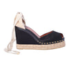 second hand Marc Jacobs Black Studded Espadrille Wedges with Ankle Ribbon Ties