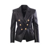 second hand Balmain Black Leather Double-Breasted Blazer - '20s