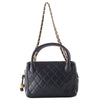 Secondhand Chanel black lambskin top handle bag - '90s