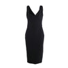 Victoria Beckham Draped-Neck Black Stretch-Jersey Zip-Back Midi Dress