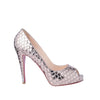 Secondhand Christian Louboutin Poseidon Metallic Silver Scaled PVC & Foil Peep-Toe Pumps - '10s