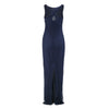 second hand Lauren Ralph Lauren Navy Beaded Mesh Cross-Back Gown 