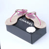 Secondhand Chanel Metallic Fuchsia Leather CC Thong Sandals - '10s