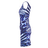 Secondhand Roberto Cavalli blue abstract print fitted dress