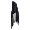 Secondhand Hermès Black Cashmere & Leather Fringe Shawl -'00s