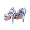 Secondhand Gucci White & Blue Floral Canvas Horsebit Platform Pumps - '10s