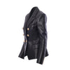 second hand Balmain Black Leather Double-Breasted Blazer - '20s
