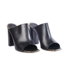 second hand Celine Black Leather Flat Slides With Gold-Tone Details 