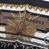 Secondhand Hermès “Ludovicus Magnus” Black, Ivory & Gold Silk Gavroche 42 Scarf By Françoise De La Perrière