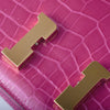 Secondhand Hermès Constance Elan in Rose Scheherazade Porosus Crocodile with Gold Hardware - '10s