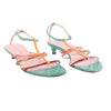 second hand Dolce & Gabbana Multicolor Strap Sandals with Low Kitten Heel - '10s