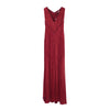 Secondhand Roberto Cavalli Crystal-embellished Plissé Silk-blend Georgette Gown In Claret- '20s