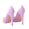 second hand Casadei Pink Suede Peep Toe Platform Pumps -'10s