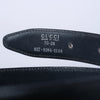 Secondhand Gucci Black Leather Belt with Silver-Tone Buckle 